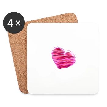 HEART. HEARTS. SAINT VALENTINE. LOVE. LOVE. CHRISTMAS - Coasters (set of 4) - white - Front