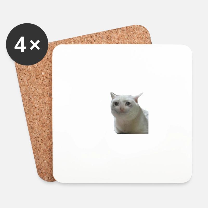 Meme Katze - Untersetzer (4er-Set) - Weiß
