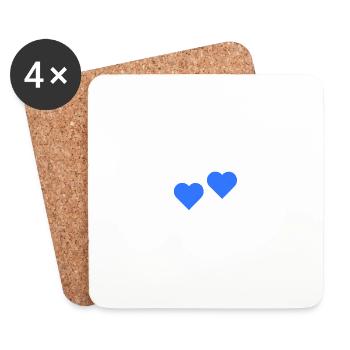 2 Herzen blau - Untersetzer (4er-Set) - Weiß - Vorne