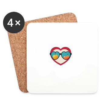Herz Sonnenbrille Früchte Liebe Retro - Untersetzer (4er-Set) - Weiß - Vorne