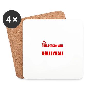 Warning, talk volleyball - Coasters (set of 4) - white - Front