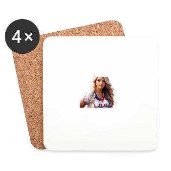Portrait d’une belle femme photoréaliste Bball - Dessous de verre (lot de 4) - blanc - Devant
