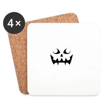 Motif de visage de citrouille sinistre - Dessous de verre (lot de 4) - blanc - Devant