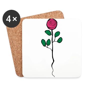 rose - Coasters (set of 4) - white - Front