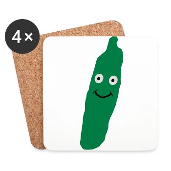 cucumber baby gift birth pregnancy - Coasters (set of 4) - white - Front