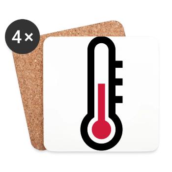 Icône d'icône de température du thermostat - Dessous de verre (lot de 4) - blanc - Devant