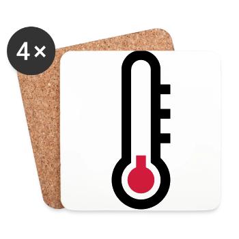 Icône d'icône de température du thermostat - Dessous de verre (lot de 4) - blanc - Devant
