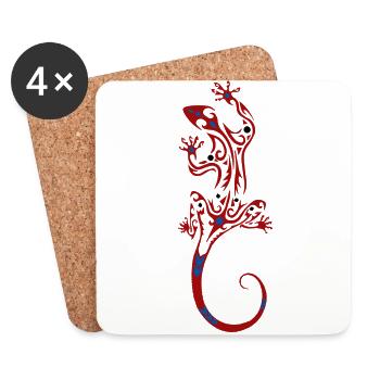 Lézard tribal - Dessous de verre (lot de 4) - blanc - Devant