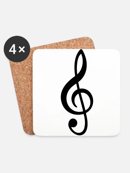 Notenschlüssel Musik Note Zeichen Symbol Symbole - Untersetzer (4er-Set) - Weiß