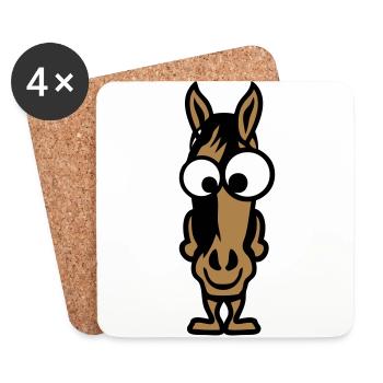 horse animals funny face - Coasters (set of 4) - white - Front