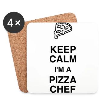pizza / pizzaiolo / chef / italie / pizzaiola - Dessous de verre (lot de 4) - blanc - Devant