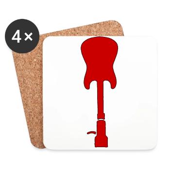RED Guitare à platine * Rock n Roll Music is life - Dessous de verre (lot de 4) - blanc - Devant