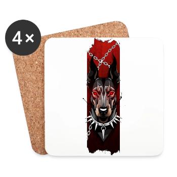 Grimmiger Dobermann: Purpurroter Glanz - Untersetzer (4er-Set) - Weiß - Vorne