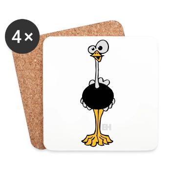 Funny Ostrich, Three Color Design - Coasters (set of 4) - white - Front