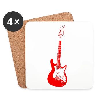 Rotes E-Gitarre Blumenriss - Untersetzer (4er-Set) - Weiß - Vorne