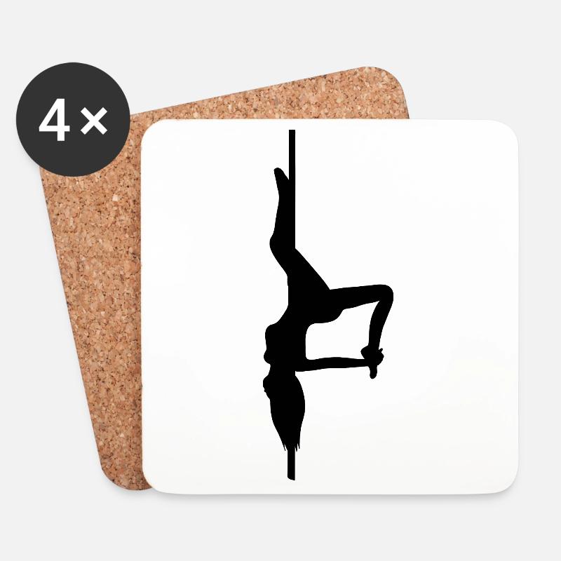 Figurine Pole Dance Noir - Dessous de verre (lot de 4) - blanc