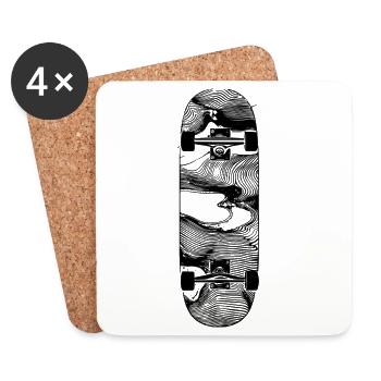 Skateboard Line Sketch - Coasters (set of 4) - white - Front