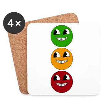Trio du Sourire Tricolore - Dessous de verre (lot de 4) - blanc - Devant