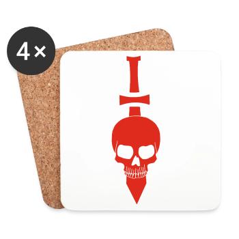 Red Skull and Sword - Coasters (set of 4) - white - Front