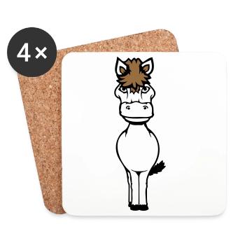 Horse Cute Pony Foal Horse Girl Cute Comic - Coasters (set of 4) - white - Front