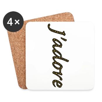 Traînée d'étoiles dorées cursive - Dessous de verre (lot de 4) - blanc - Devant