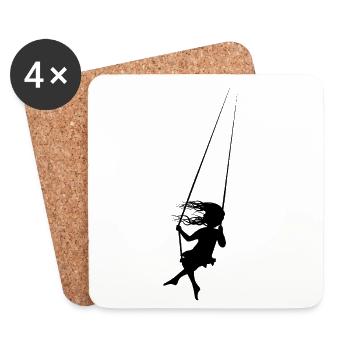 Silhouette Mädchen auf romantischer Schaukel - Untersetzer (4er-Set) - Weiß - Vorne