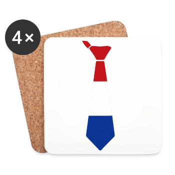 Tri-color tie in red, white, blue - Coasters (set of 4) - white - Front