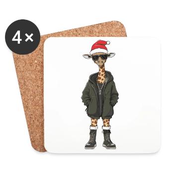 Giraffe Weihnachten Winter - Untersetzer (4er-Set) - Weiß - Vorne