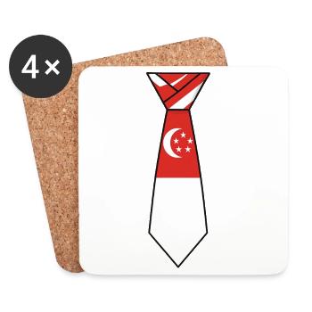Cravate de Singapour – Conception du drapeau - Dessous de verre (lot de 4) - blanc - Devant