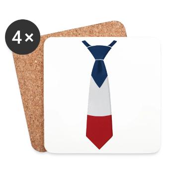 Cravate France – Conception du drapeau - Dessous de verre (lot de 4) - blanc - Devant