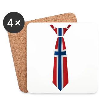 Norway Tie – Flag Design - Coasters (set of 4) - white - Front