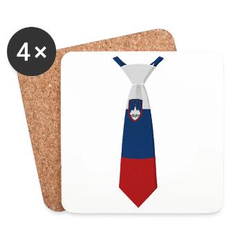 Slovenia Tie – Flag Design - Coasters (set of 4) - white - Front