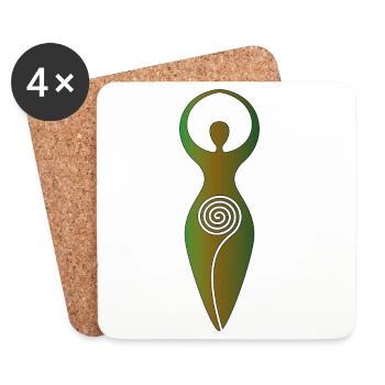 Wicca-Spiralgöttin – Weibliche Energie - Untersetzer (4er-Set) - Weiß - Vorne