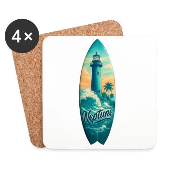 Planche de surf Neptune Lighthouse - Dessous de verre (lot de 4) - blanc - Devant