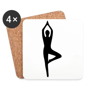 Yoga Silhouetten schwarz Schattenfigur - Untersetzer (4er-Set) - Weiß - Vorne