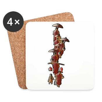 Umbrella Bearer Procession - Coasters (set of 4) - white - Front