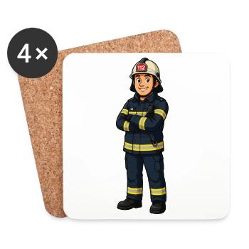 Look héros de dessin animé des pompiers - Dessous de verre (lot de 4) - blanc - Devant