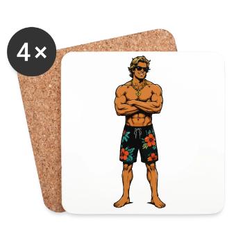Tropical Muscle Hero - Coasters (set of 4) - white - Front