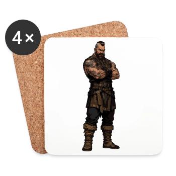 Barbarian warrior in leather - Coasters (set of 4) - white - Front