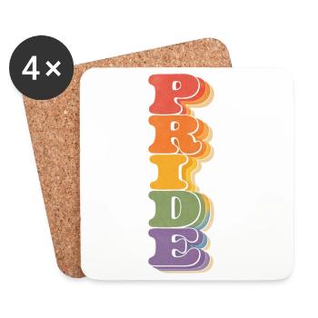 Pride Vertikal Regenbogen CSD Retro Spruch Retro 7 - Untersetzer (4er-Set) - Weiß - Vorne