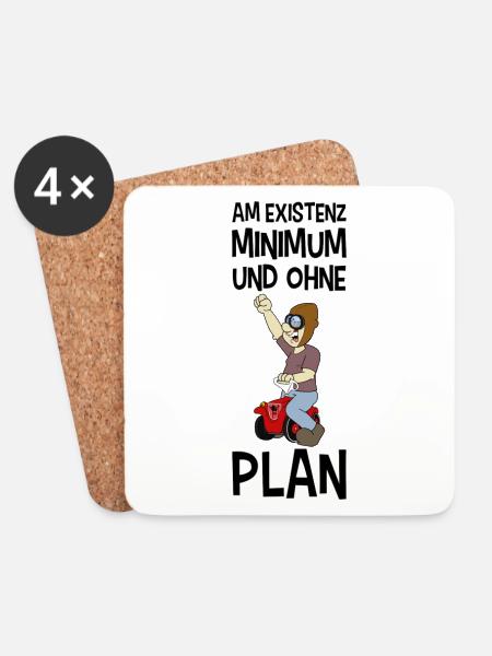 Am Existenzminimum und Pleite - Untersetzer (4er-Set) - Weiß