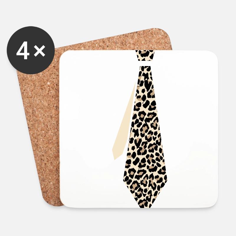 Krawatte Leopard - Untersetzer (4er-Set) - Weiß