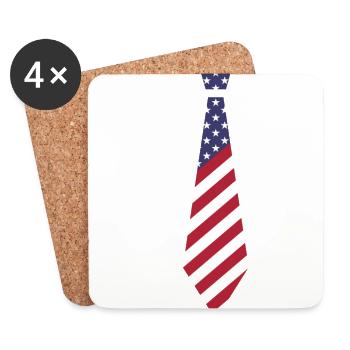 Cravate États-Unis - Dessous de verre (lot de 4) - blanc - Devant