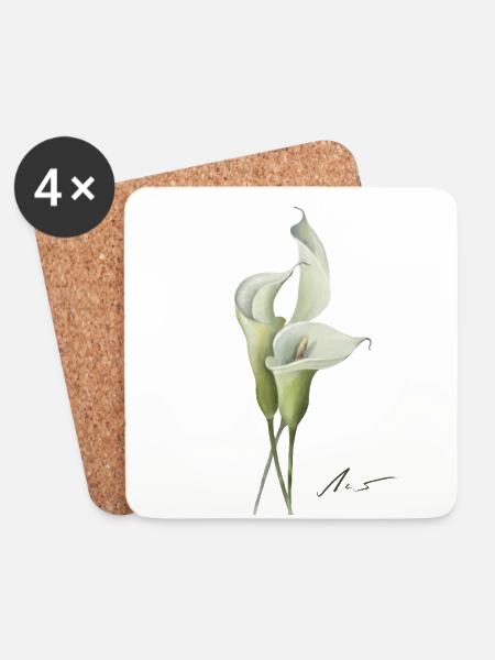 Calla-Lilien Aquarelle - Untersetzer (4er-Set) - Weiß
