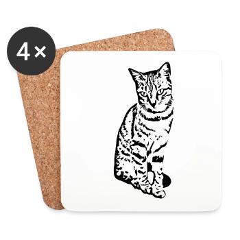 Katze Kätzchen Tigerkatze Katzenshirt Geschenk - Untersetzer (4er-Set) - Weiß - Vorne