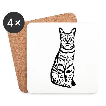Cat Cat Black Kitten - Coasters (set of 4) - white - Front