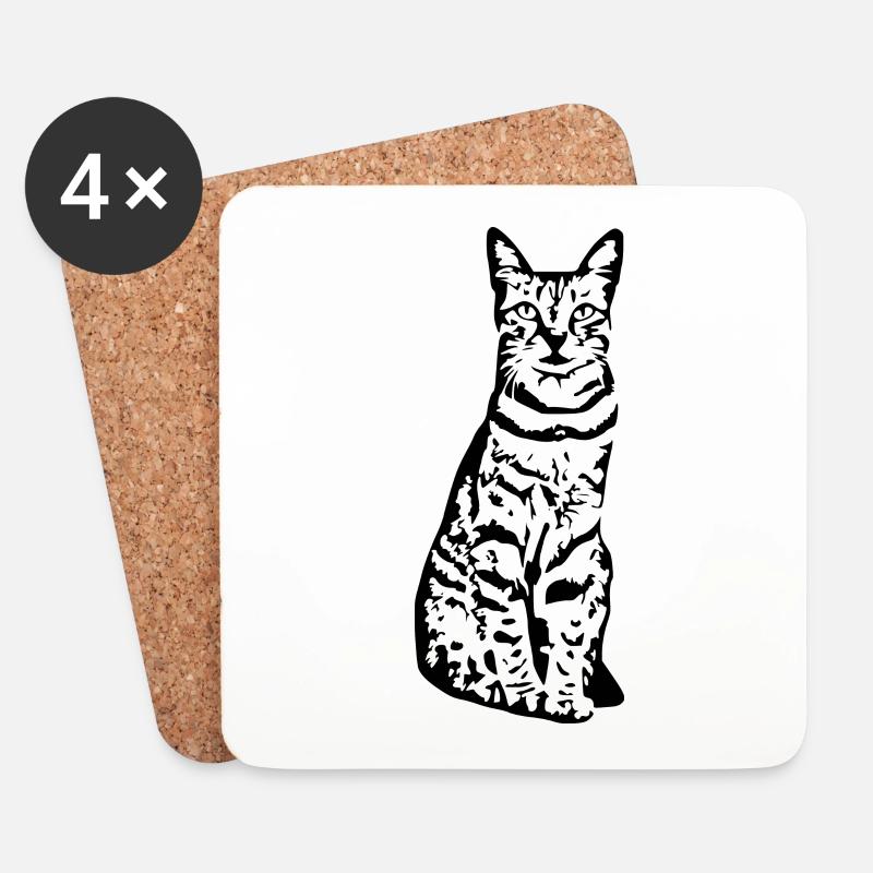 Katze Katze Schwarzes Kätzchen - Untersetzer (4er-Set) - Weiß
