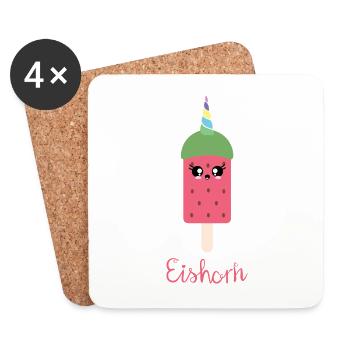Eishorn Erbeere Eis Einhorn Sommer und gute Laune! - Untersetzer (4er-Set) - Weiß - Vorne