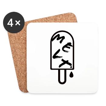 Crème glacée - Noire / fond - Dessous de verre (lot de 4) - blanc - Devant