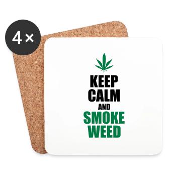 Keep Calm and Smoke Weed - Untersetzer (4er-Set) - Weiß - Vorne